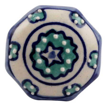 Sea Green Octagon Ceramic Dresser Knob